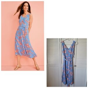 TALBOTS Petite Fit & Flare Flowing Hibiscus Dress, Size 8P